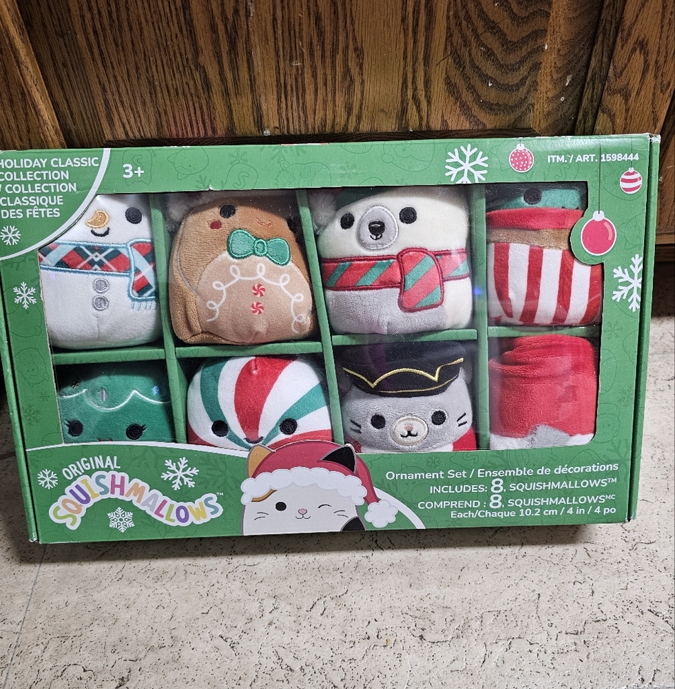 Squishmallows Ornament set of 8 Holiday classic collection Christmas